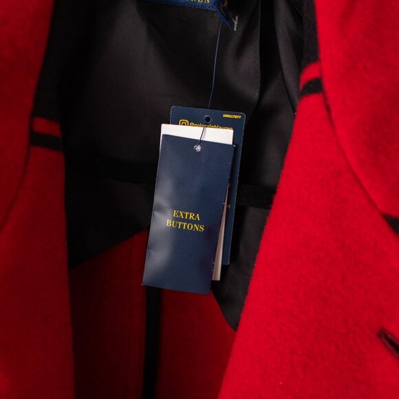 Polo‎ Ralph Lauren Red Black Carlyn Double Breasted Belted Wool Coat SZ. 0  NWT - Picture 9 of 12